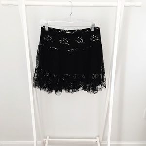 Silver and Black Tulle Overlay Mini Skirt